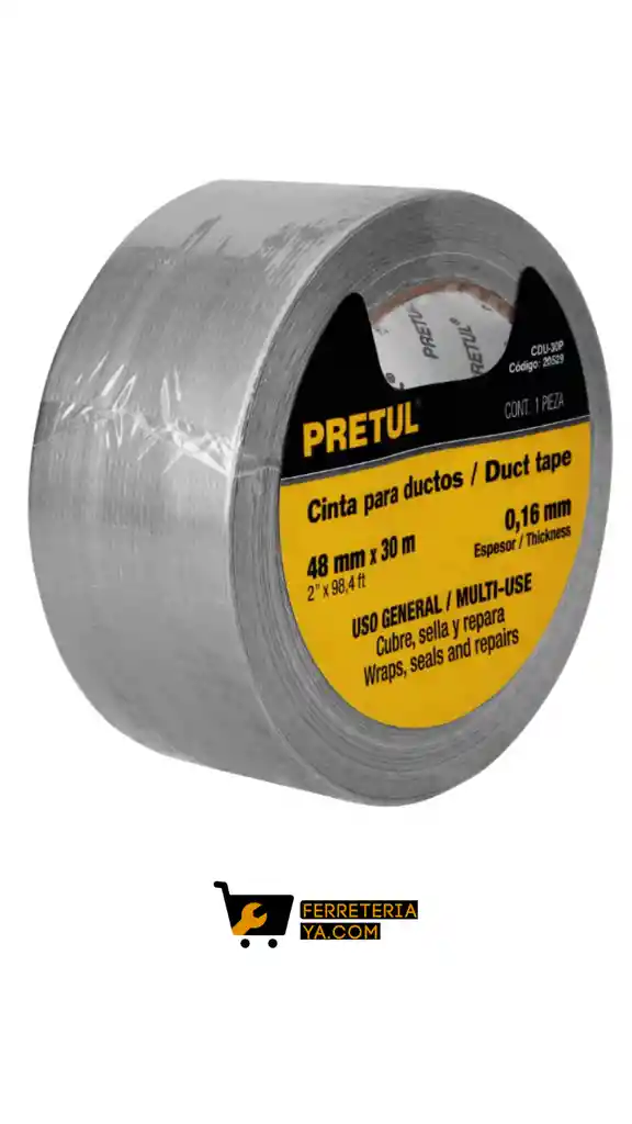 Cinta Ducto Gris 30m Pretul - 20529