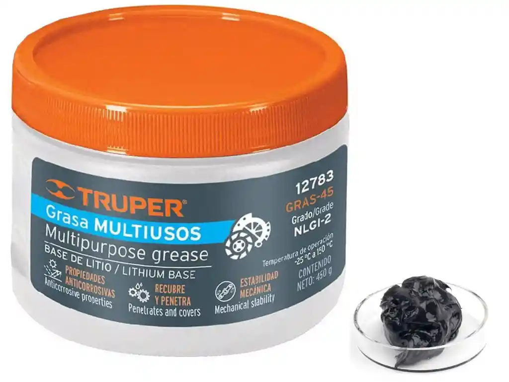 Grasa Multiusos 450g Multipropósito Negra Truper Lubricante