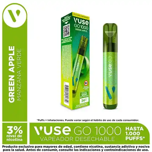 Vape Vuse Go 1.000 Puffs 34mg - Green Apple