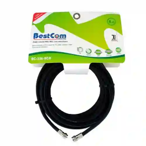 Bestcom Cable 90% Con Conectores Negro Bc-106-4ch Rg6