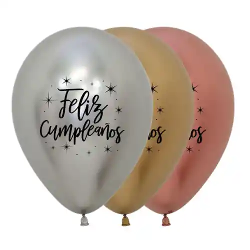 Bombas R-12 Cromada Surtida Estampadas Feliz Cumpleaños Paqx6unid