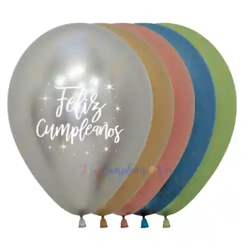 Bombas R-12 Cromada Surtida Estampadas Feliz Cumpleaños Paqx6unid