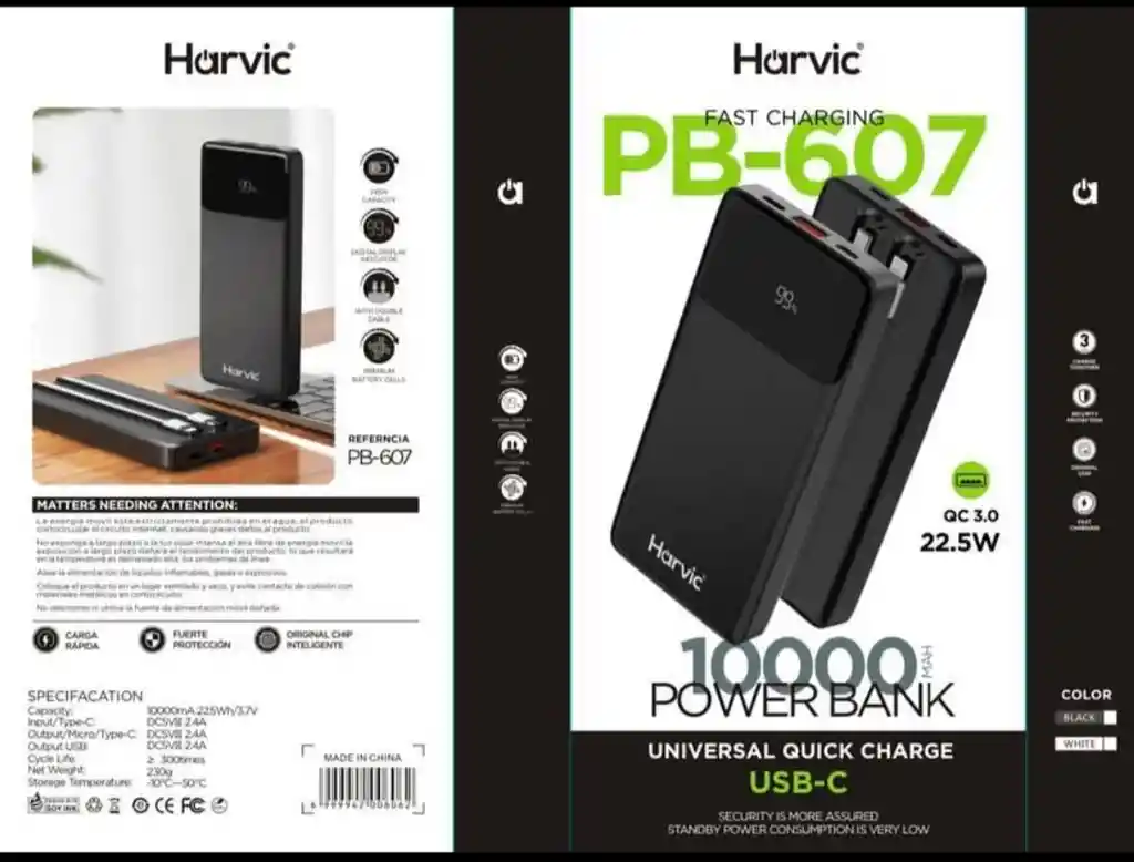 Power Bank Harvic 10000mha Carga Rápida