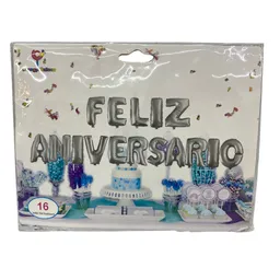 Globo Inflable Feliz Aniverzario Plateado