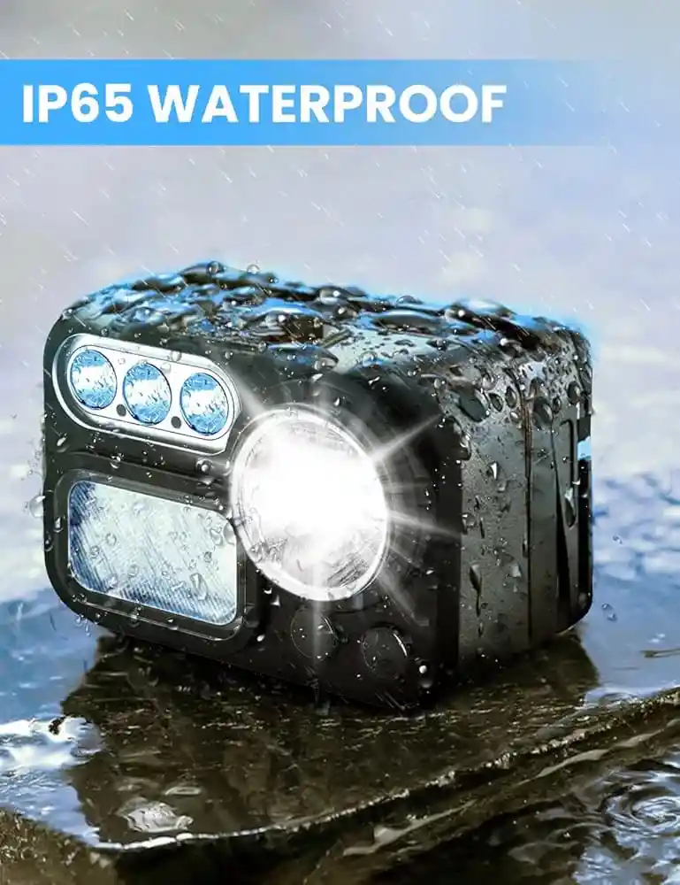 Linterna Frontal Recargable,1200 Mah, Sensor De Movimiento, 5 Fuentes De Luz, Pesca, Camping Deporte