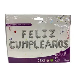 Globo Inflable Feliz Cumpleaños Plateado 15 Piezas