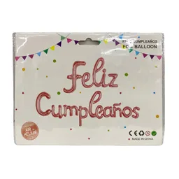 Globo Inflable Feliz Cumpleaños Cursivo Oro Rosa