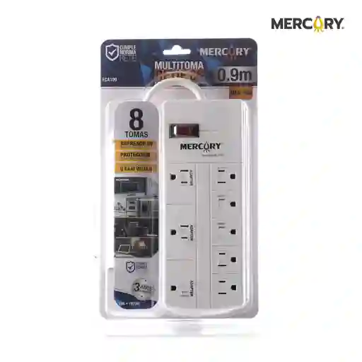 Multitoma Extensión Corta Picos 8 Salidas 0.9metros Largo Mercury
