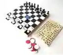 4 Juegos Ajedrez Damas Domino Trompo Mesa Madera Estrategia