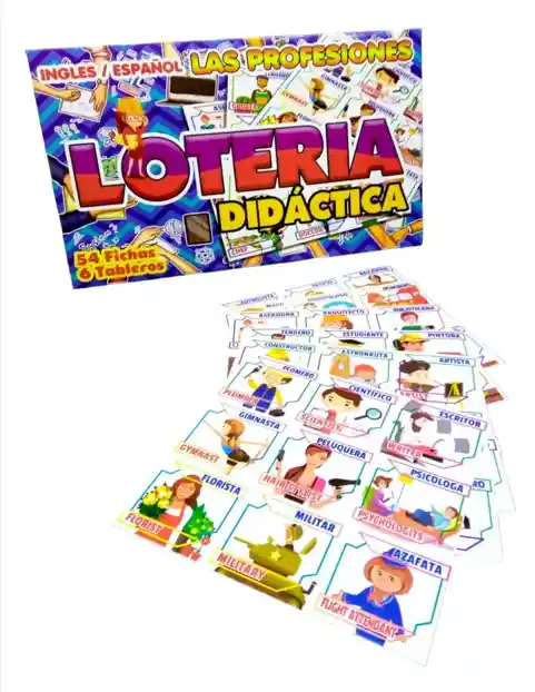 Loteria Profesiones Bilingüe Juego Didáctico Memoria Niños