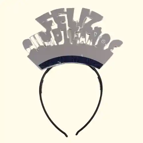 Diadema Feliz Cumpleaños Plateado