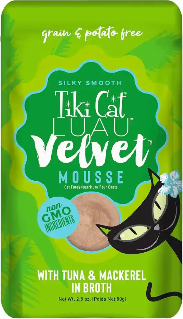Tiki Cat Luau Velvet Mousse Atun Y Caballa En Caldo 80 Gr
