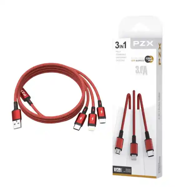 Cable Datos Carga Rápida Original 3 En 1 Resistente Pzx V138