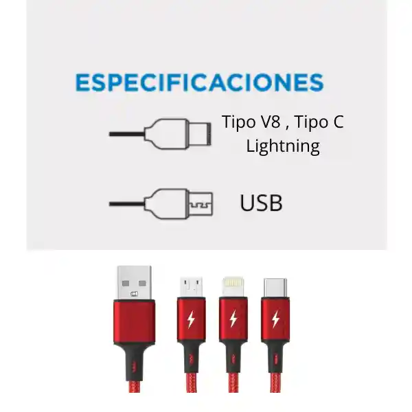 Cable Datos Carga Rápida Original 3 En 1 Resistente Pzx V138