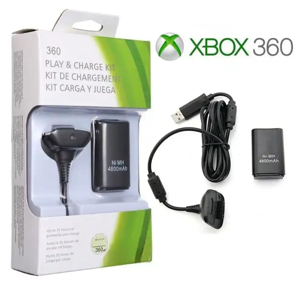 Kit Carga Y Juega Xbox 360 Batería + Cable