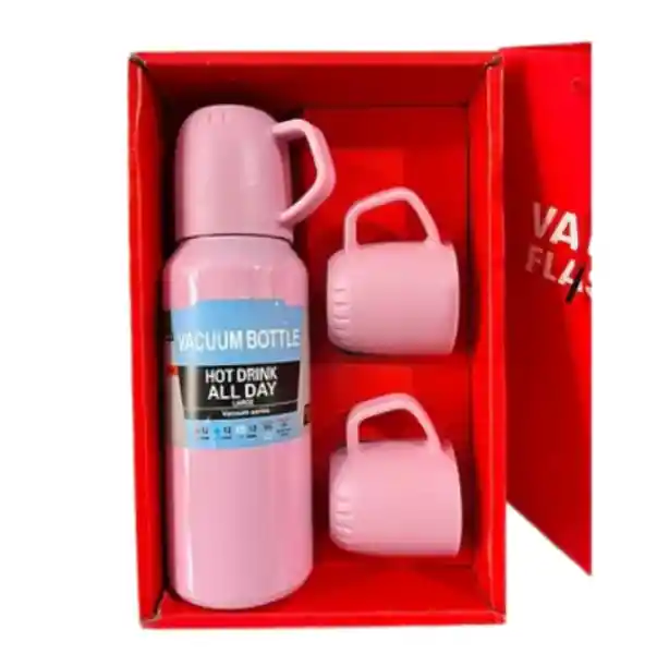 Termo Vacuum Flask 3 Tazas Portátil Y Resistente