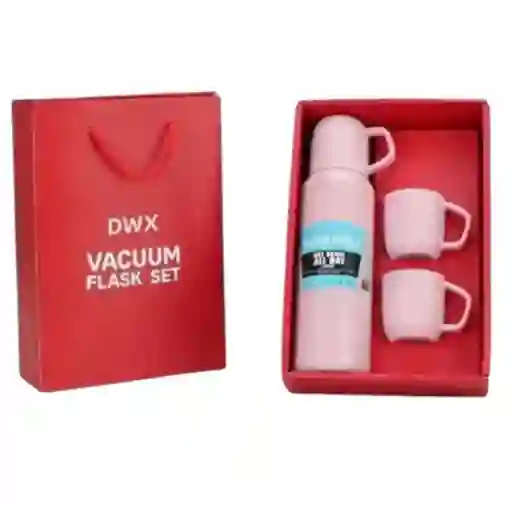 Termo Vacuum Flask 3 Tazas Portátil Y Resistente