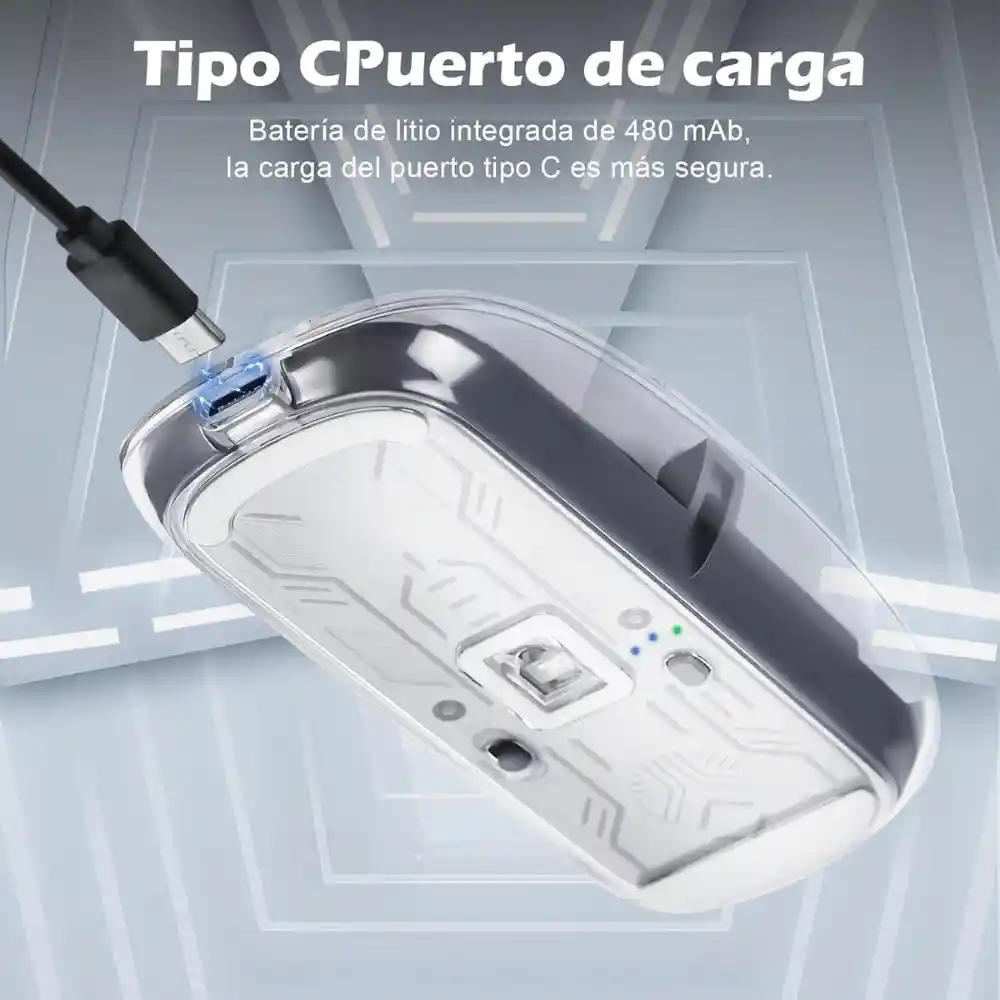 Mouse Inalambrico 2 En 1 Bluetooth Y Receptor Recargable Transparente Ms-31