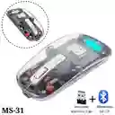 Mouse Inalambrico 2 En 1 Bluetooth Y Receptor Recargable Transparente Ms-31