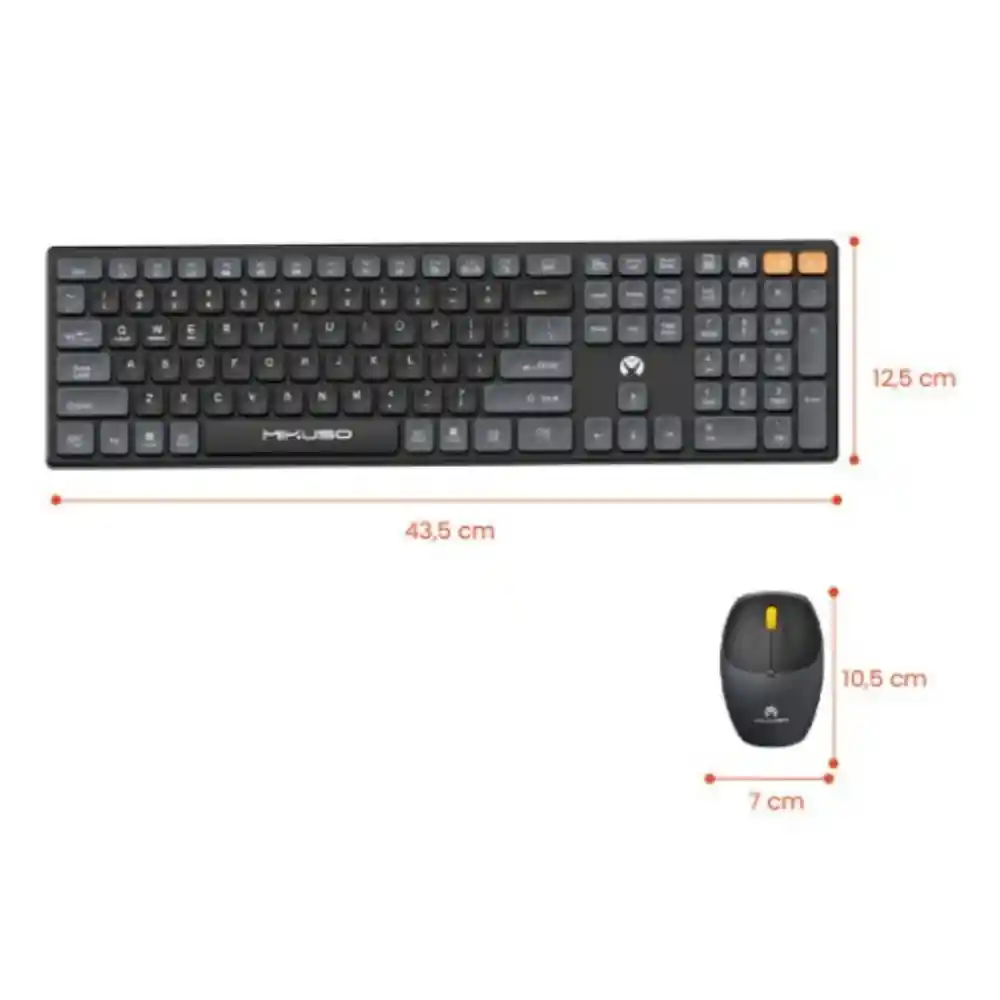 Combo Teclado Y Mouse Mikuso Ergonomico Inalambrico 2 En 1 Bluetooth Y Receptor Kb-c023