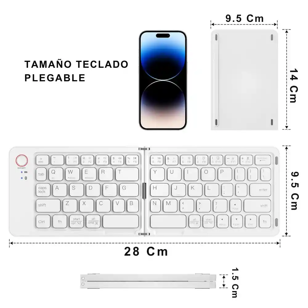 Teclado Bluetooth Inalambrico Plegable Recargable