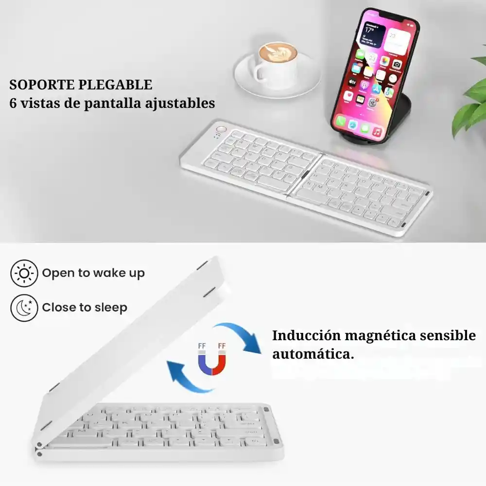 Teclado Bluetooth Inalambrico Plegable Recargable