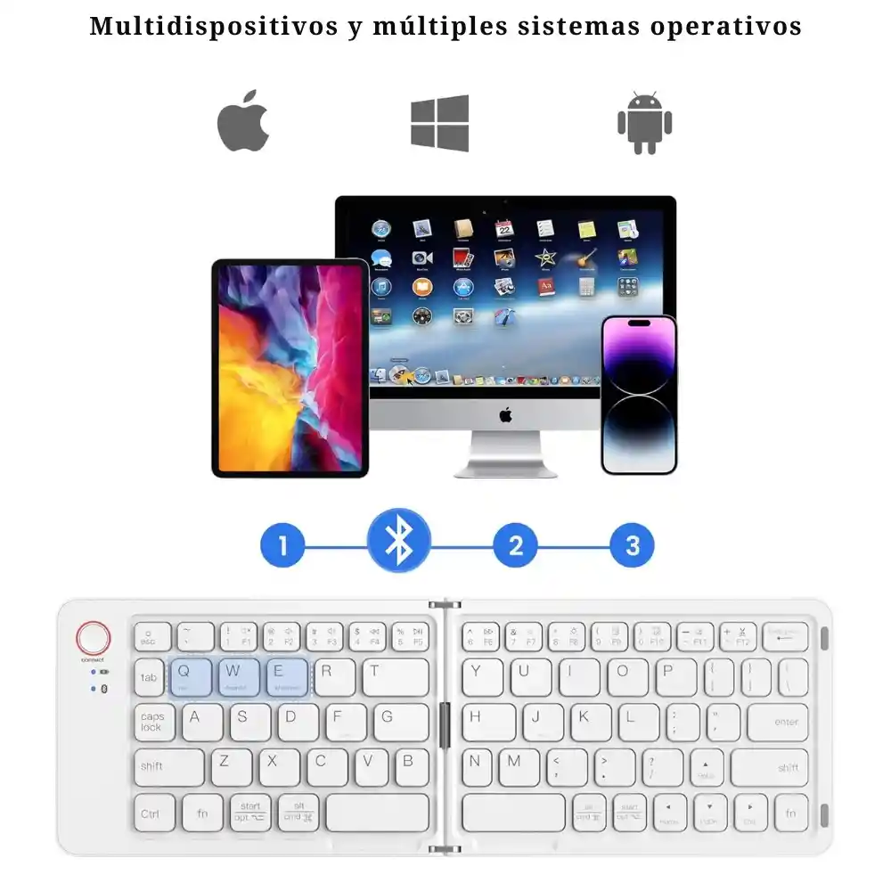 Teclado Bluetooth Inalambrico Plegable Recargable
