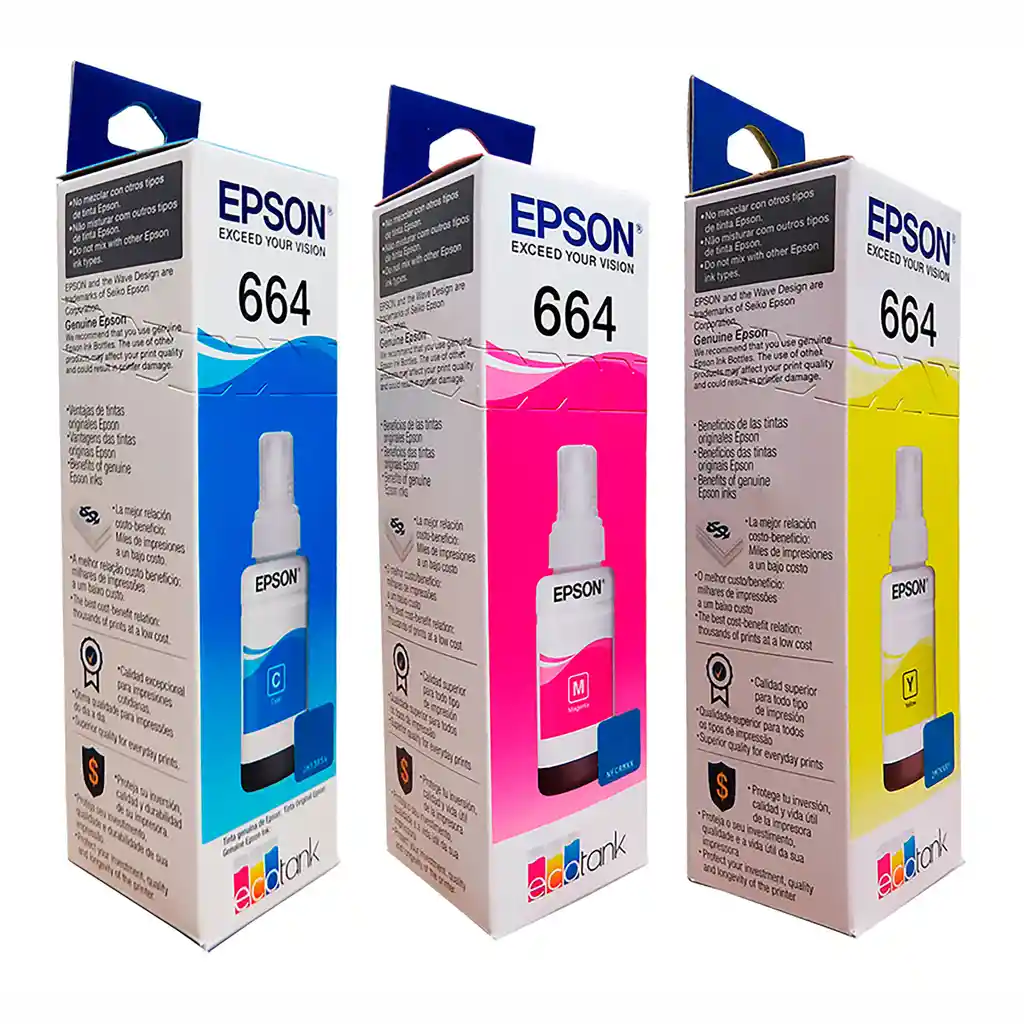 Tinta Epson 664 Para Recarga De Impresora Ecotank L210 L220 L355 L365 L395 L555