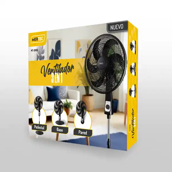 Ventilador 3 En 1 Mertec 18 Pulgadas 3 Velocidades Mt-016b Negro