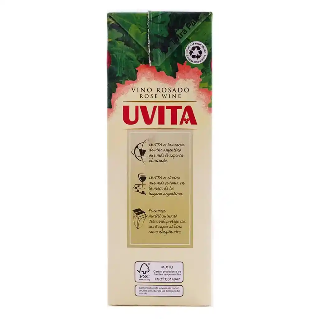 Uvita Vino Rosado Rose Wine Argentina Tetrapack 1l (1000 Ml)