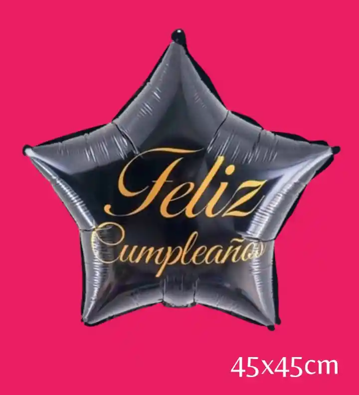 Globo Metalizado Estrella Feliz Cumpleaños 18" (negro)