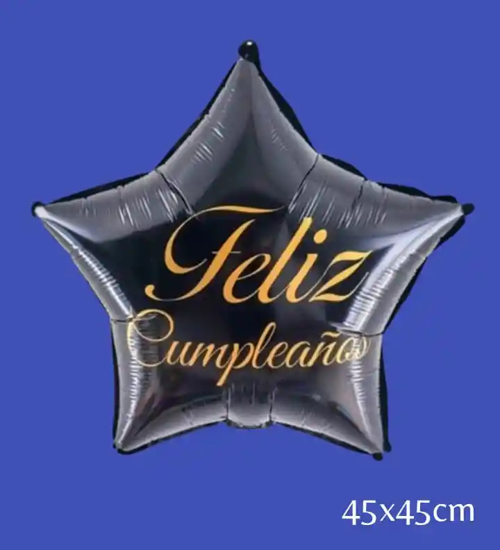 Globo Metalizado Estrella Feliz Cumpleaños 18" (negro)