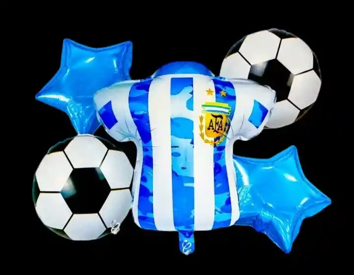 Bouquet X5 Globos Metalizados Camiseta Selección Argentina