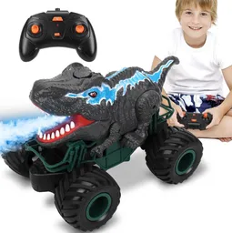 Carro De Dinosaurio 4x4 A Control Remoto Luces Sonido Y Humo