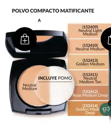 Polvo Compacto Matificante Neutral Light Medium.