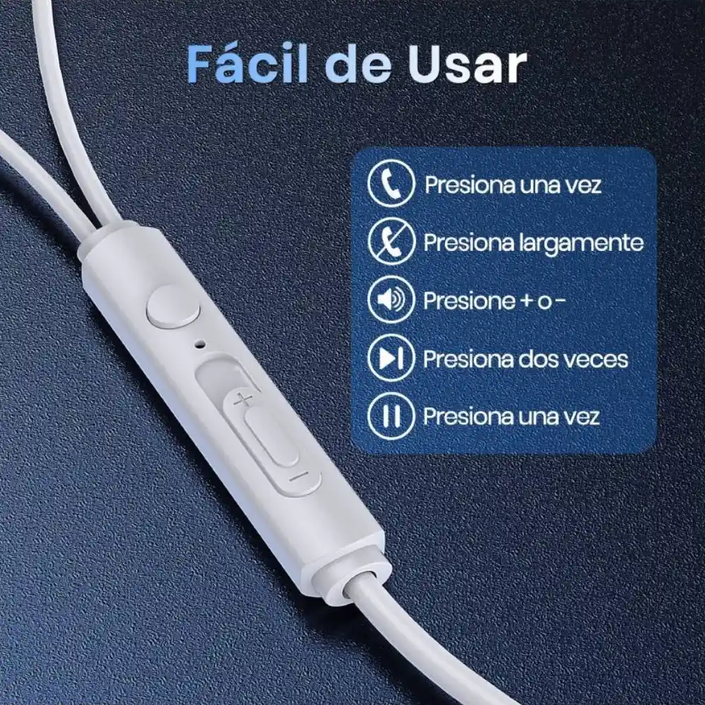 Audifonos In Ear Alambrico Manos Libres 3.5mm 1hora Aut123 Blanco