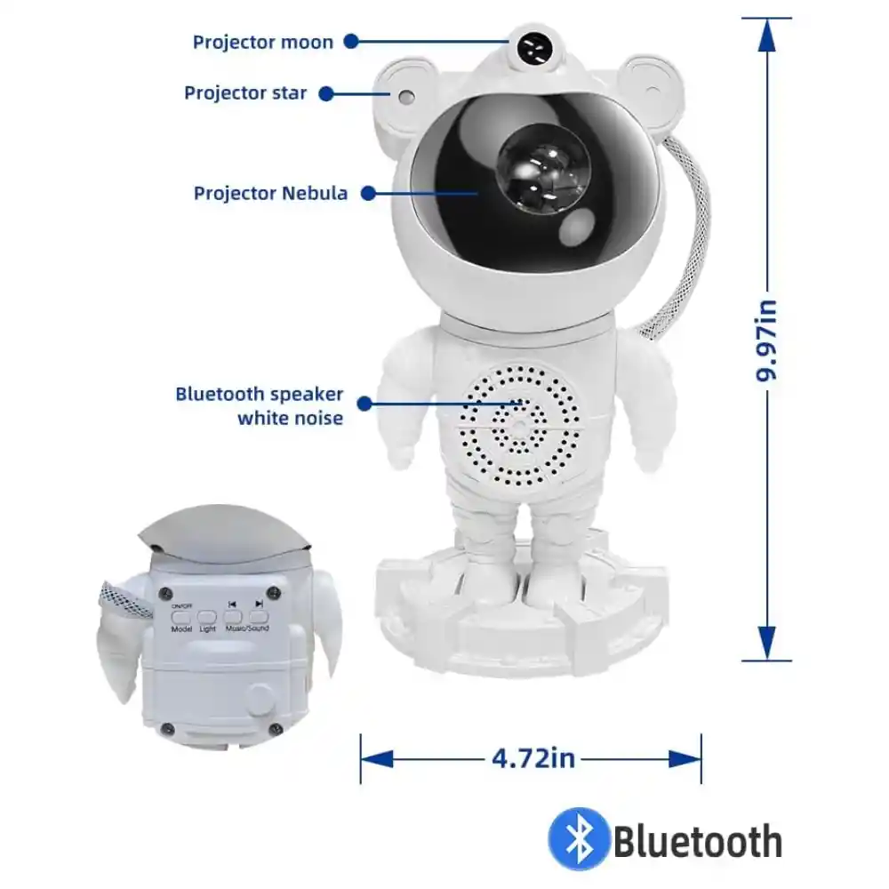 Proyector Astronauta Rgb Led Luces Galáxia Lampara De Mesa Con Bluetooth