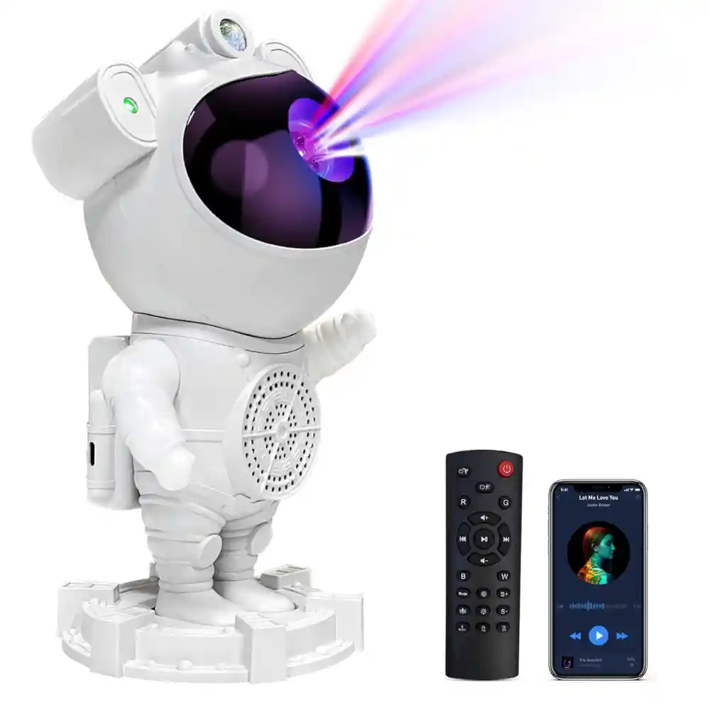 Proyector Astronauta Rgb Led Luces Galáxia Lampara De Mesa Con Bluetooth