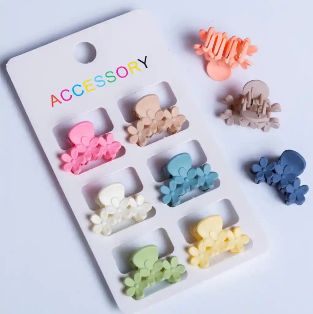 Pinzas Mini Floresx 6 Colores Pasteles