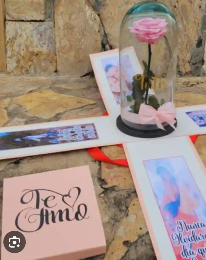 Rosa Preservada En Cupula Y Caja Sorpresa