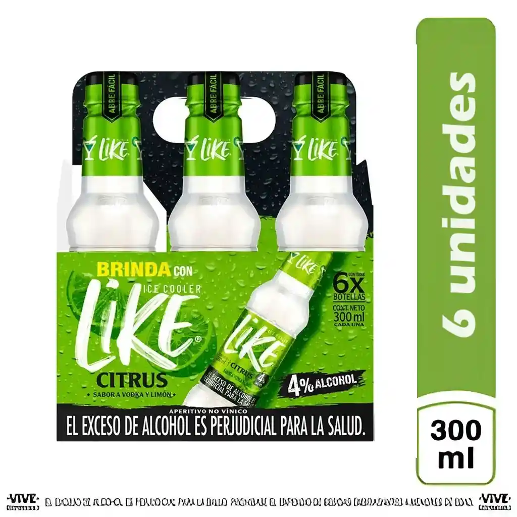 Like Aperitivo Citrus Sabor Vodka Y Limón 300ml X 6und