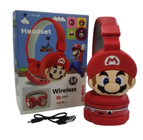 Diadema Bluetooth Mario 806q Color Rojo
