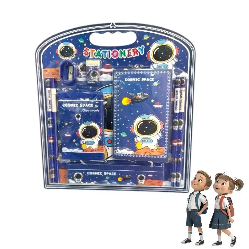 Kit Estuche Escolar Niños 9 Piezas