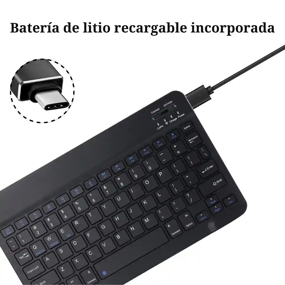 Teclado Bluetooth Español Portatil Inalambrico Recargable Negro Tcl-bt/05