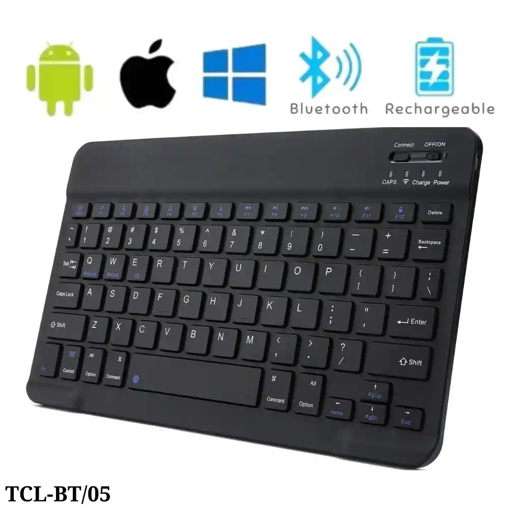 Teclado Bluetooth Español Portatil Inalambrico Recargable Negro Tcl-bt/05
