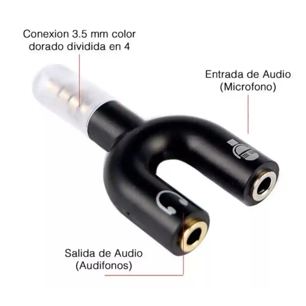Adaptador Divisor Splitter Audio Y Microfono Estereo 3.5 Mm