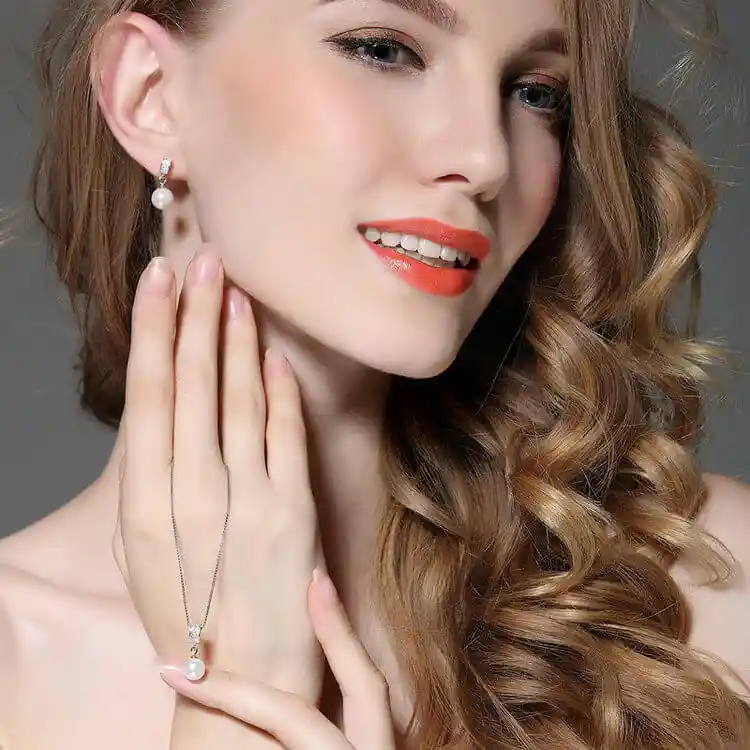 Juego De Collar Y Aretes Para Mujer Perlas Plata 925
