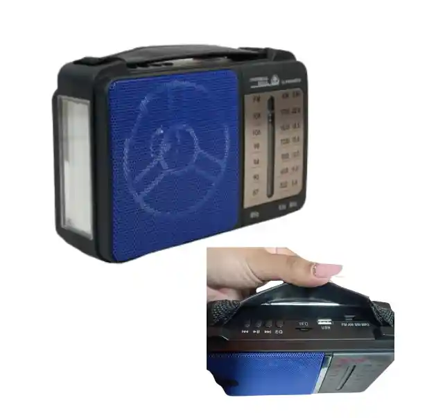 Radio Multifunción Ns-8060bt Azul Con Recarga Solar Y Bluetooth