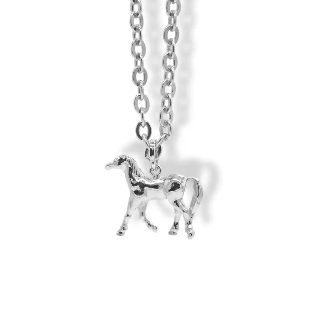 Cadena Con Caballo Grande Silver