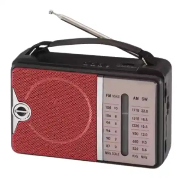 Radio Portátil Ns-8060bt Roja Con Recarga Solar Integrada